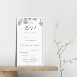Odpovědní kartičkou (RSVP) potvrďte účast na svatbě. - Abstraktní květy